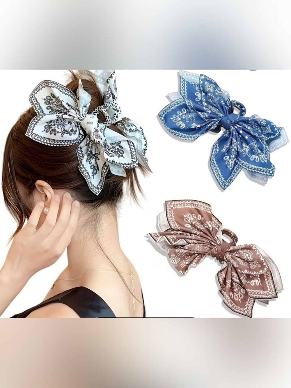 Bandana Bow Hair Scarf Clip - Pick One